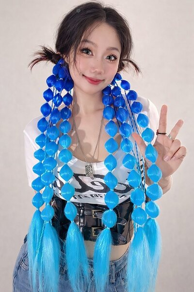 TAKIŞTIR Elastic de păr cu detaliu de culoare albastră (singur)