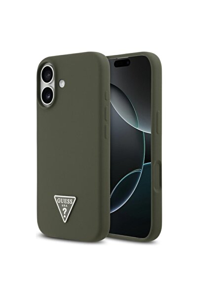 Guess Carcasă pentru iPhone 17, silicon, logo triunghiular MagSafe, kaki