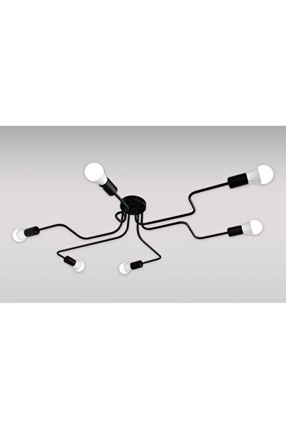 zola Lampă cu 6 brațe metalice, montare pe tavan, 230V, 60W, E27, neagră