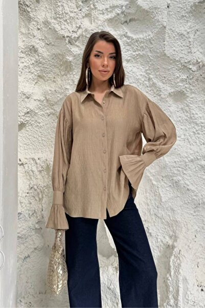 Potenza Cămașă de damă supradimensionat Cămașă cu mâneci lungi evazate și nas...