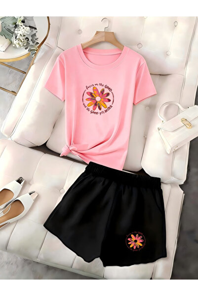 Rayan & Hoor Style Good Printed soft short sleeve top and shorts set