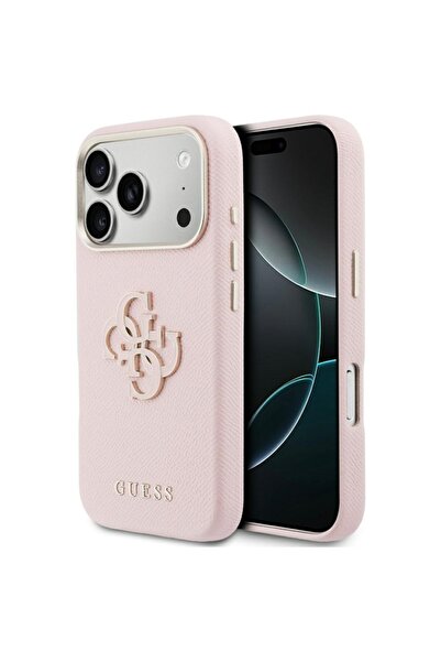 Guess Case for iPhone 17 Pro Max, Hardcase Resin Logo, Pink