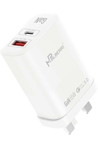 mpBLBERRI شاحن حائط سريع بتقنية GaN بقدرة 65 واط مع منفذ USB-C بتقنية الشحن ا...