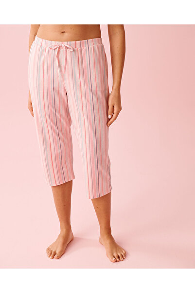 La Vie en Rose بنطال قصير من قطن مخطط باللون الوردي