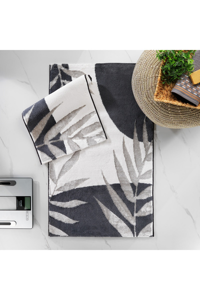 Schafer Home Floral 2 Li Pamuk Floş Banyo Paspası-Gri