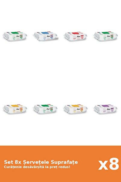 Sleepy Set 8 Șervețele Suprafațe Sleepy: Clasic, Bleach, White Soap