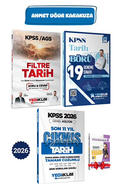 Yediiklim Yayınları Ahmet Uğur Karakuza 2026 KPSS Filtre Tarih Soru Cevap+ Bö...