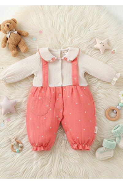 ROZELT Baby Salopet Set - Set of 2 with Ruffled Embroidered Collar Shirt