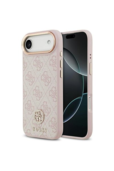 Guess Калъф за iPhone 17 Air, Твърд калъф 4G Strass Logo MagSafe, Розов