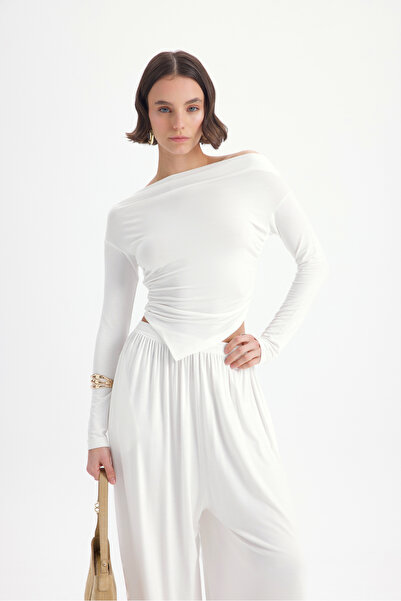 MAI STUDIOS CO. Set pantaloni Apolline Triangle croială Ecru crop