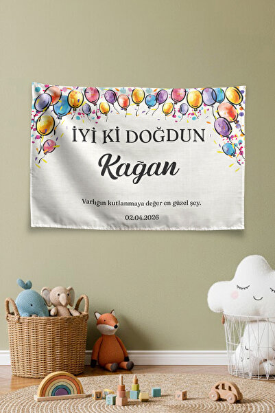 Vagonik Kişiye Özel İsimli Doğum Günü Happy Birthday Duvar Örtüsü Hediyelik A...