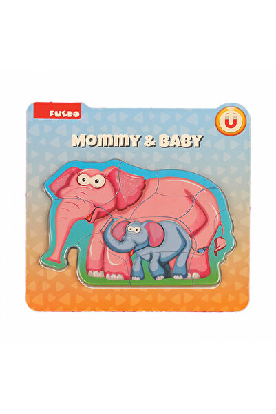 PUEDO TOYS PUZZLE MAMA SI COPILUL, ELEFANT,8 PIESE