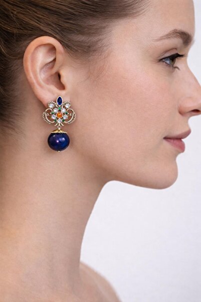 TAUPE Bijoux Catherine Lapis Lazuli Taşlı Tasarım Mini sallantılı Küpe