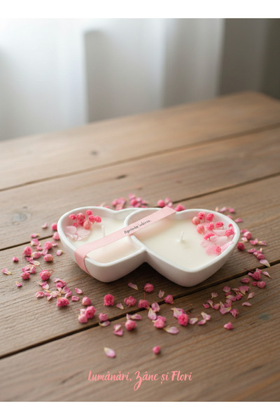 OEM Decorative Double Heart Candle Made of Soy Wax, Floral Scent, Hand-Cast i...