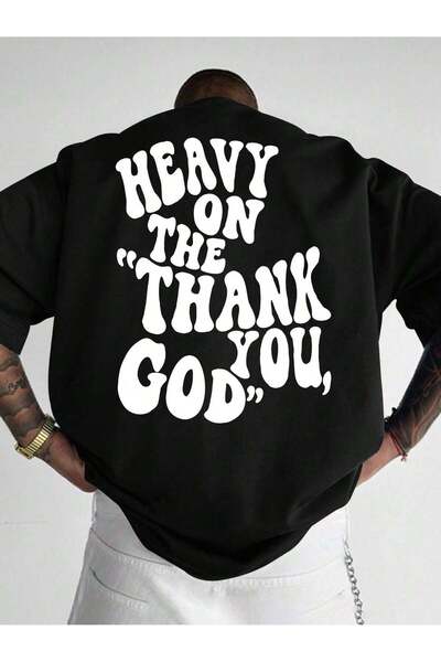 PENTHİLUS Big Size Men's Text Printed Crew Neck Short Sleeve Lightweight T-Shirt