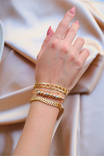 Girift Vintage Zloty Stone Knitted Detail Bracelet Set
