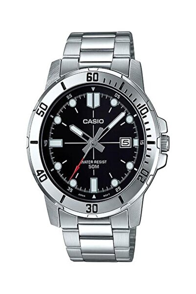 casiu Men's stainless steel watch with a stylish black dial, 50-meter water r...