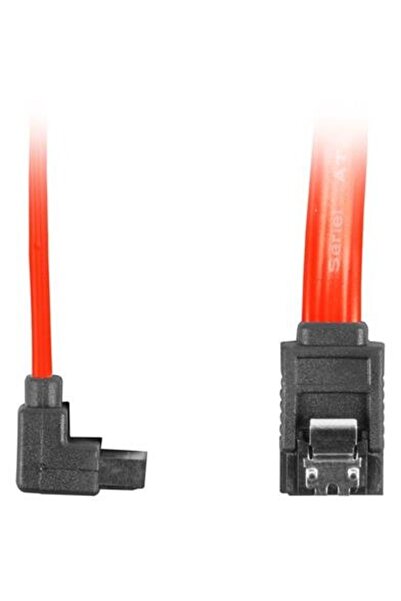 Lanberg Cablu SATA DATA II (3GB/S) M/M 30cm; Cleme metalice înclinate roșii