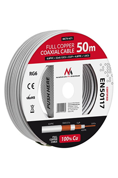 Maclean Cablu coaxial , Cablu antenă satelit, RG6 1.02CU+4.8FPE+CU/P+32*0.12C...