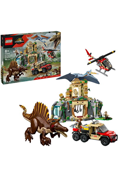 LEGO 76976 Jurassic World Spinosaurus și Quetzalcoatlus Raid cu elicopterul, ...