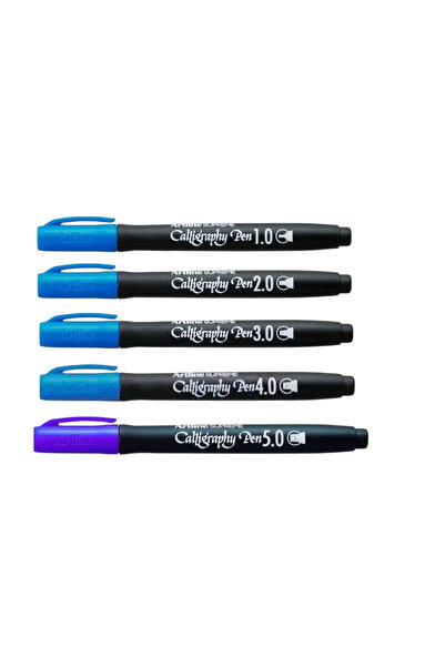 artline Supreme Calligraphy Pen (1.0-2.0-3.0-4.0-5.0) Blue (5 Pieces)