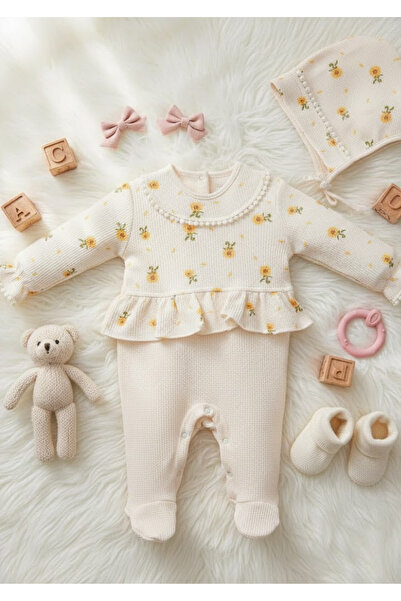 Soweto Baby Girl Ruffle Hat and Romper Set - 100% Cotton, Set of Cotton (2 Pi...