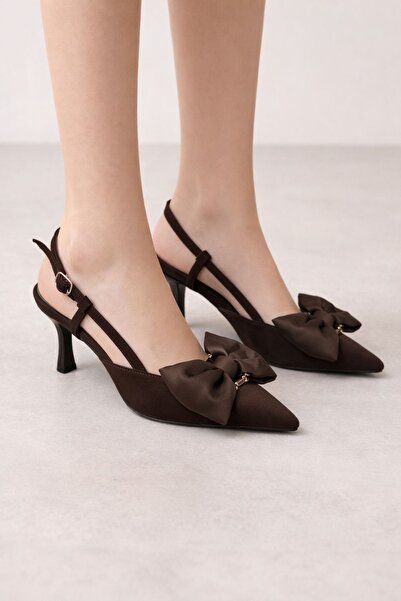 defile ayakkabi Bitter Coffee Bow Detail Short Heeled Shoes