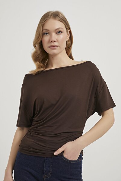 Arma Life Armalife 1646 Half Sleeve Boat Neck Belted Women's Bluz