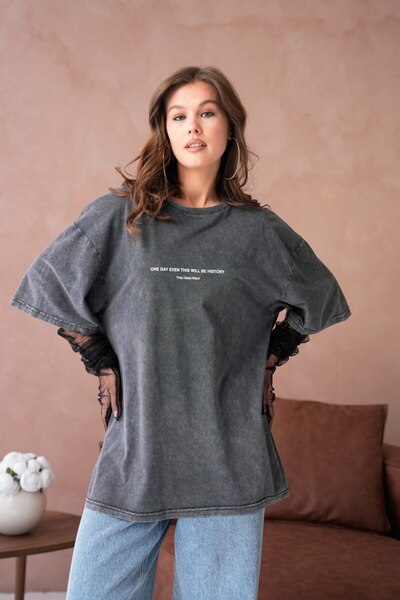 Noi Belis Detaliu imprimat pe spate lavabil supradimensionat din material sub...