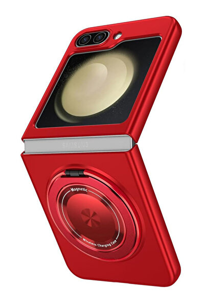 OEM Magnetic Kickstand Protective Case for Samsung Galaxy Z Flip 5, Deep Red