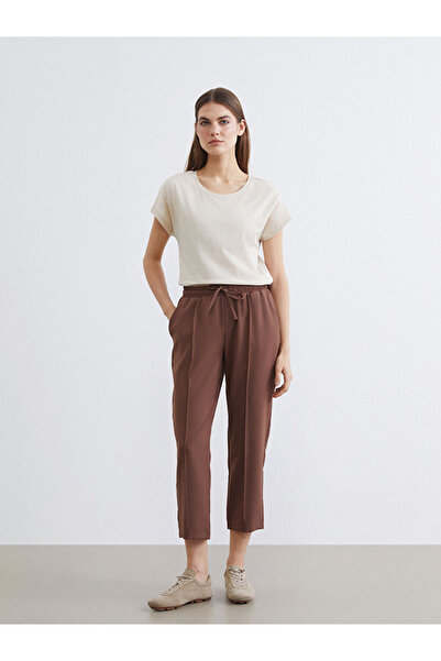 LC Waikiki Brown Elastic Waist Women's Trousers