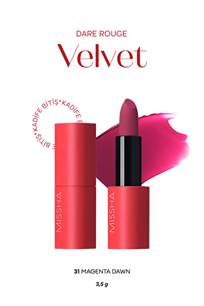 Missha Yoğun Pigmentli, Blur Etkili, Nemli Kadife Bitişli Ruj Dare Rouge Velv...