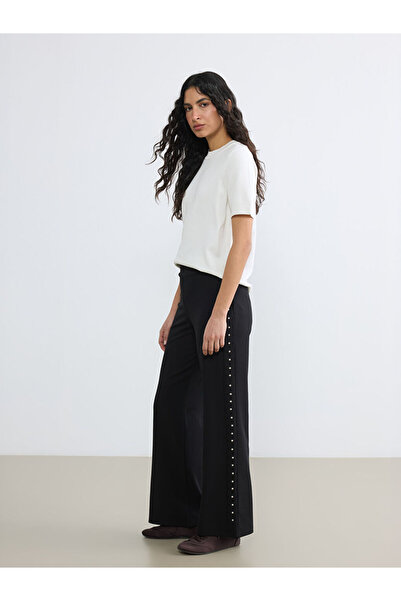 LC Waikiki Lcw Modest Black Standard Fit Wide Leg Women's Trousers