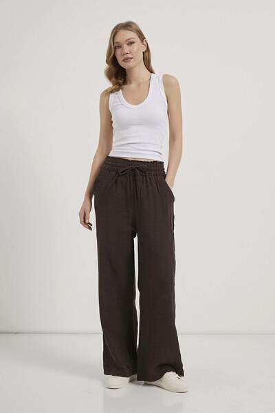 Arma Life Armalife 7604 Beli Elastic Detail Lace-Up Muslin Women's Pants