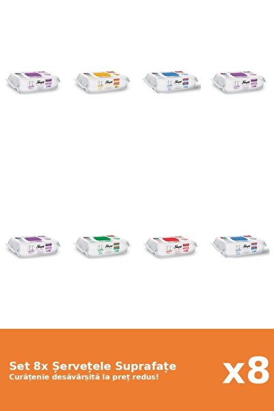 Sleepy Set 8 Șervețele Suprafațe Sleepy: Clasic, Bleach, White Soap