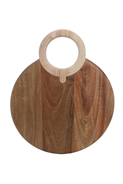 AROW Acorn Serisi Doğal Akasya Yuvarlak Sunum ve Kesim tahtası 30x25x1,5cm
