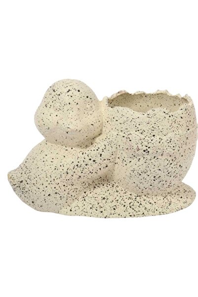 Goliat Osłonka doniczka jajko z kaczuszką Wielkanoc białe nakrapiane