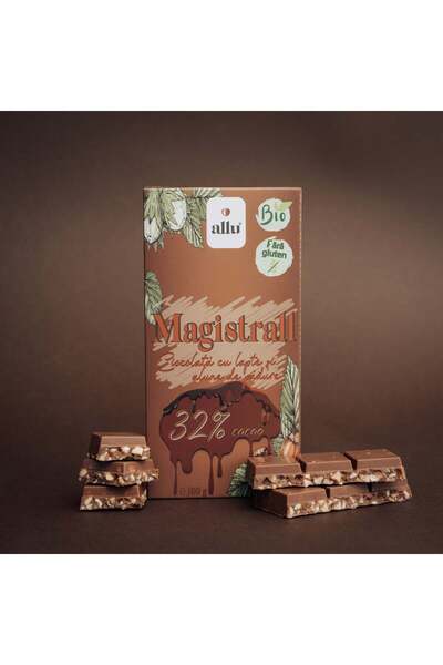 Allu Magistrall - Ciocolată cu lapte și alune, 100 g, organică