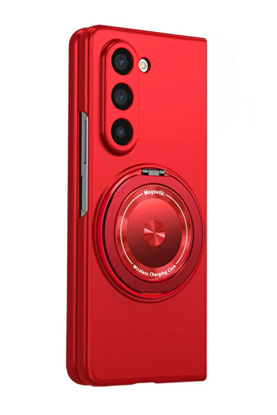 OEM Magnetic Kickstand Protective Case for Samsung Galaxy Z Fold 6, Deep Red