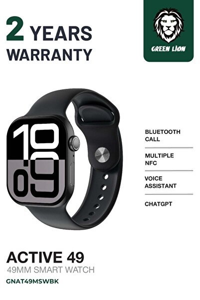 Green Lion ساعة ذكية Active 49MM - أسود