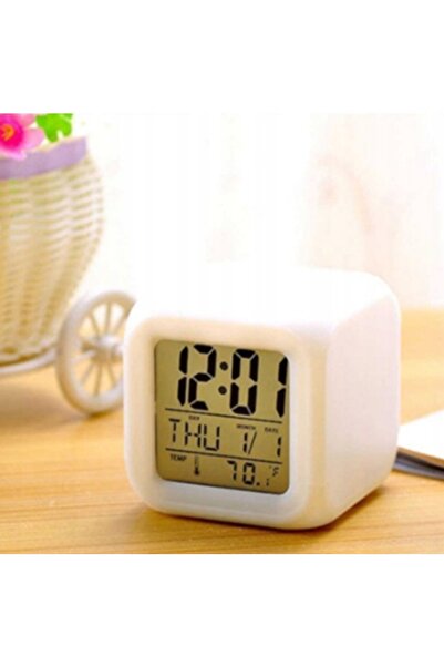 zola Ceas deșteptător, funcții de temperatură, dată și zi, 8x8x8cm, alb