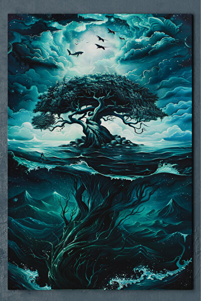 - Deep Root - Özel Tasarım Modern Dekoratif Kanvas Tablo Salon Duvar Dekoru