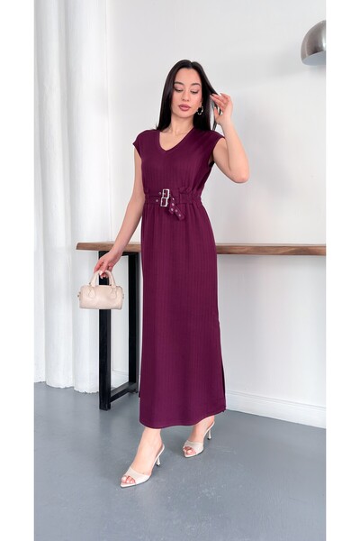 verabelle Striped Modal Buckle Detail Yrtmaçlı Elbise