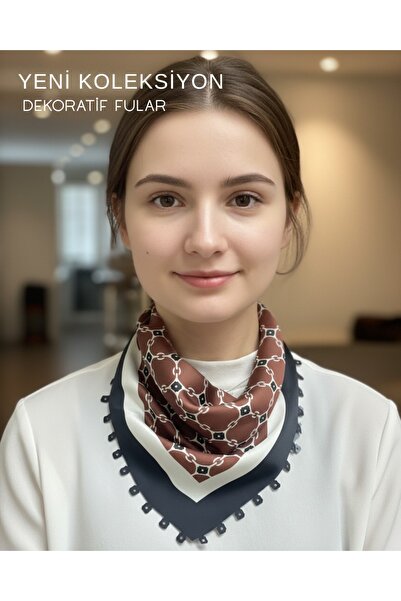 tarzınısec Choose Your Style Fendy Model Decorative Edge Design Scarf 48X48 cm