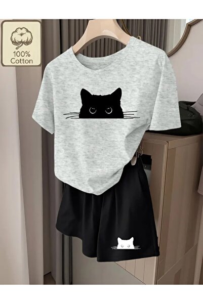 ELAN WEAR ΓΥΝΑΙΚΕΙΟ ΣΕΤ 2 ΤΕΜΑΧΙΩΝ: ΜΠΛΟΥΖΑΚΙ ΚΑΙ ΣΟΡΤΣ ΜΕ ΣΤΑΜΠΑ, OVERSIZE -...