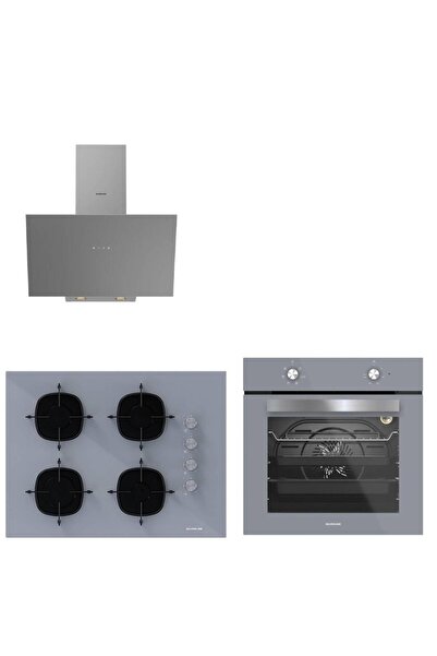 Silverline Gri Cam Ankastre Set 3481 - CS5665S01 65cm ocak -BO6501S01 Fırın
