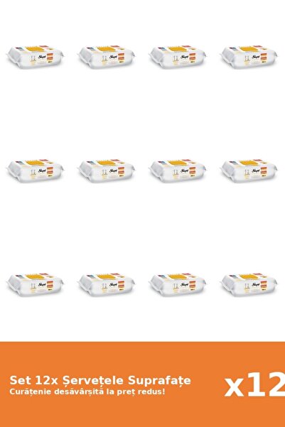 Sleepy Set 12 Șervețele umede Easy Clean, Herbal Soap Additive, multisuprafeț...