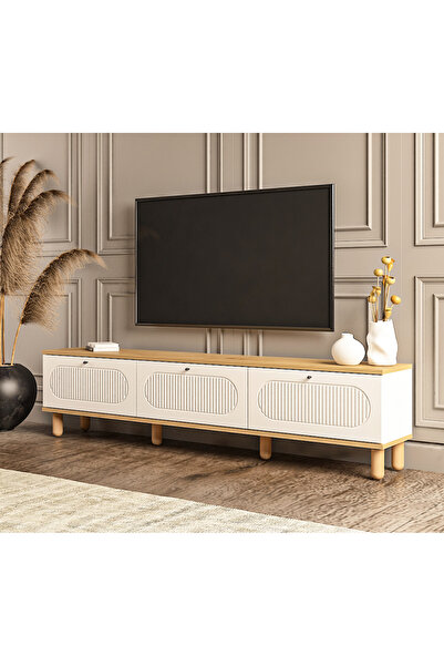 MERT SERT MOBİLYA Boherna 180 Cm (Membran MDF Kapaklı) Bohem Tv Ünitesi Meşe-...