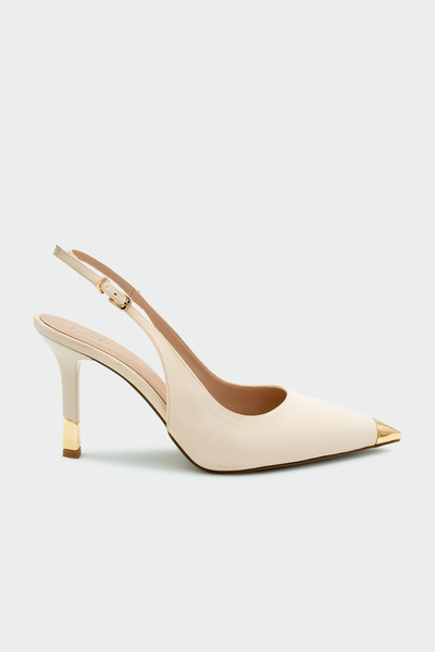 LAMİNTA Bolga Nose Tip Gold Detailed Skin Women Heeled Shoes