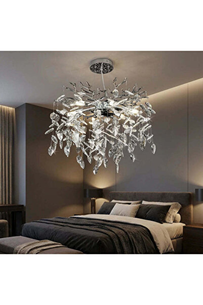 RFAN Chandelier, Model 33122/500, Crystal Texture, Metal, 6 X E14, Silver